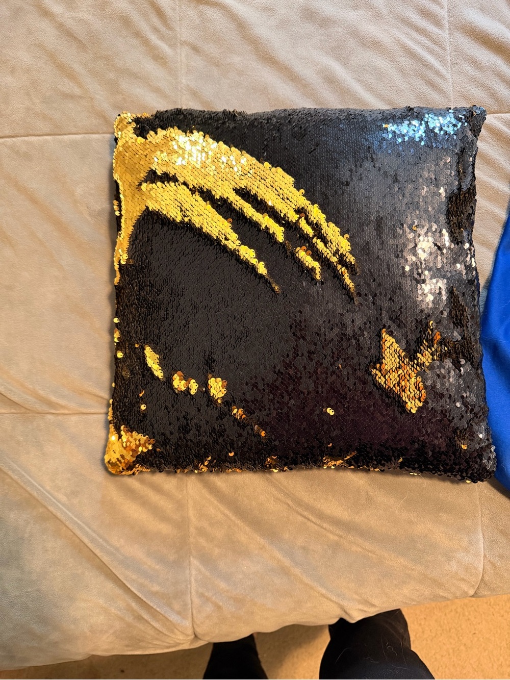 Black and Gold Reversible Sequin Decorative Pillow